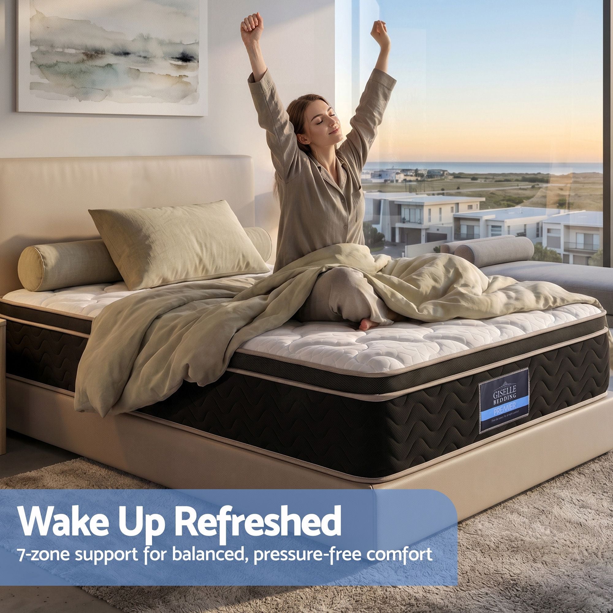 35cm Single Firm Mattress with Copper Memory Foam and Edge Support - Black & White - Furniture > Mattresses > Single Mattress - Rivercity House & Home Co. (ABN 18 642 972 209) - Affordable Modern Furniture Australia