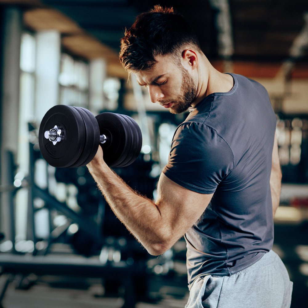 35kg Adjustable Dumbbell Set with Weight Plates - Black - Sports & Fitness > Exercise, Gym & Fitness > Free Weights - Rivercity House & Home Co. (ABN 18 642 972 209) - Affordable Modern Furniture Australia