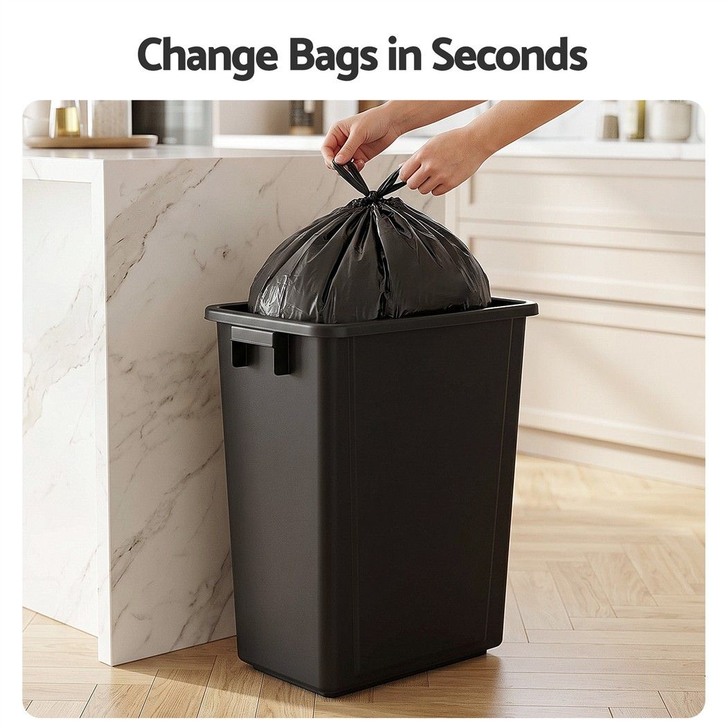 35L Open Top Rubbish Bin with Handles for Kitchen and Office - Dark Grey - Home & Garden > Kitchen Bins > Automatic Bins - Rivercity House & Home Co. (ABN 18 642 972 209) - Affordable Modern Furniture Australia