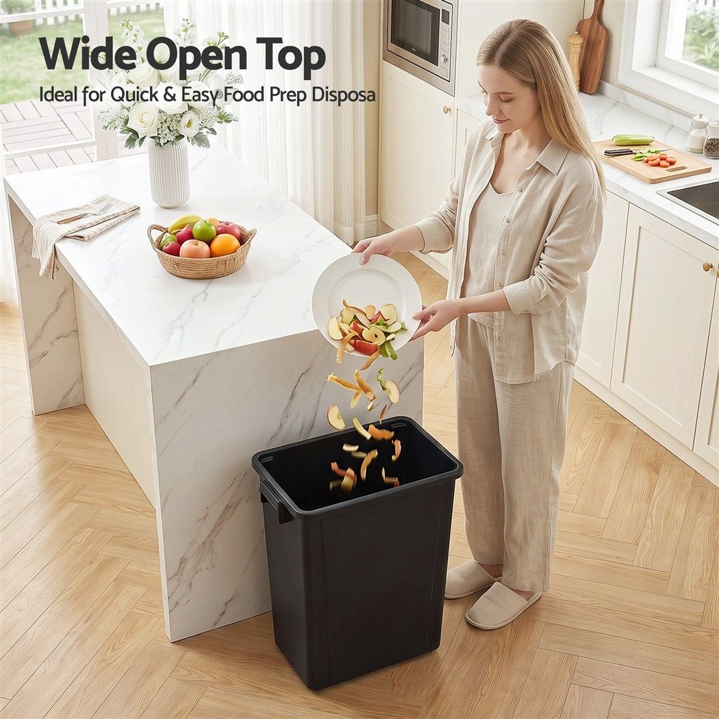 35L Open Top Rubbish Bin with Handles for Kitchen and Office - Dark Grey - Home & Garden > Kitchen Bins > Automatic Bins - Rivercity House & Home Co. (ABN 18 642 972 209) - Affordable Modern Furniture Australia