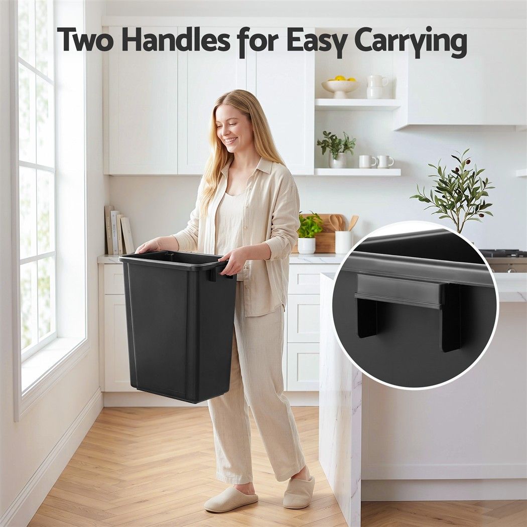 35L Open Top Rubbish Bin with Handles for Kitchen and Office - Dark Grey - Home & Garden > Kitchen Bins > Automatic Bins - Rivercity House & Home Co. (ABN 18 642 972 209) - Affordable Modern Furniture Australia