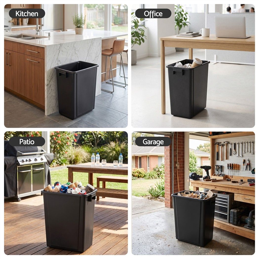 35L Open Top Rubbish Bin with Handles for Kitchen and Office - Dark Grey - Home & Garden > Kitchen Bins > Automatic Bins - Rivercity House & Home Co. (ABN 18 642 972 209) - Affordable Modern Furniture Australia