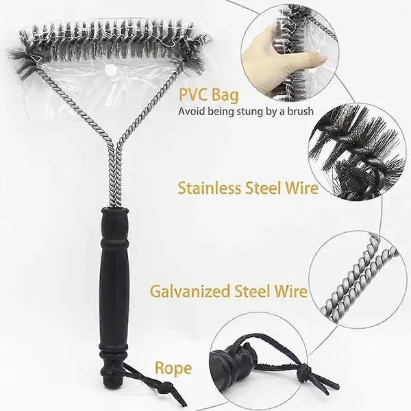 360 Degree Heavy Duty BBQ Grill Cleaning Brush with Stainless Steel Bristles and 30 cm Handle for Gas, Charcoal and Smoker Grates - Black - Home & Garden > BBQ > BBQ Cleaning - Rivercity House & Home Co. (ABN 18 642 972 209) - Affordable Modern Furniture Australia