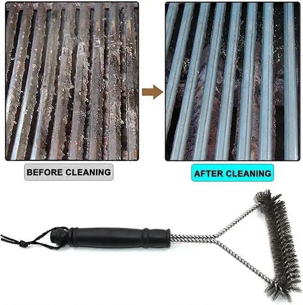 360 Degree Heavy Duty BBQ Grill Cleaning Brush with Stainless Steel Bristles and 30 cm Handle for Gas, Charcoal and Smoker Grates - Black - Home & Garden > BBQ > BBQ Cleaning - Rivercity House & Home Co. (ABN 18 642 972 209) - Affordable Modern Furniture Australia