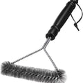 360 Degree Heavy Duty BBQ Grill Cleaning Brush with Stainless Steel Bristles and 30 cm Handle for Gas, Charcoal and Smoker Grates - Black