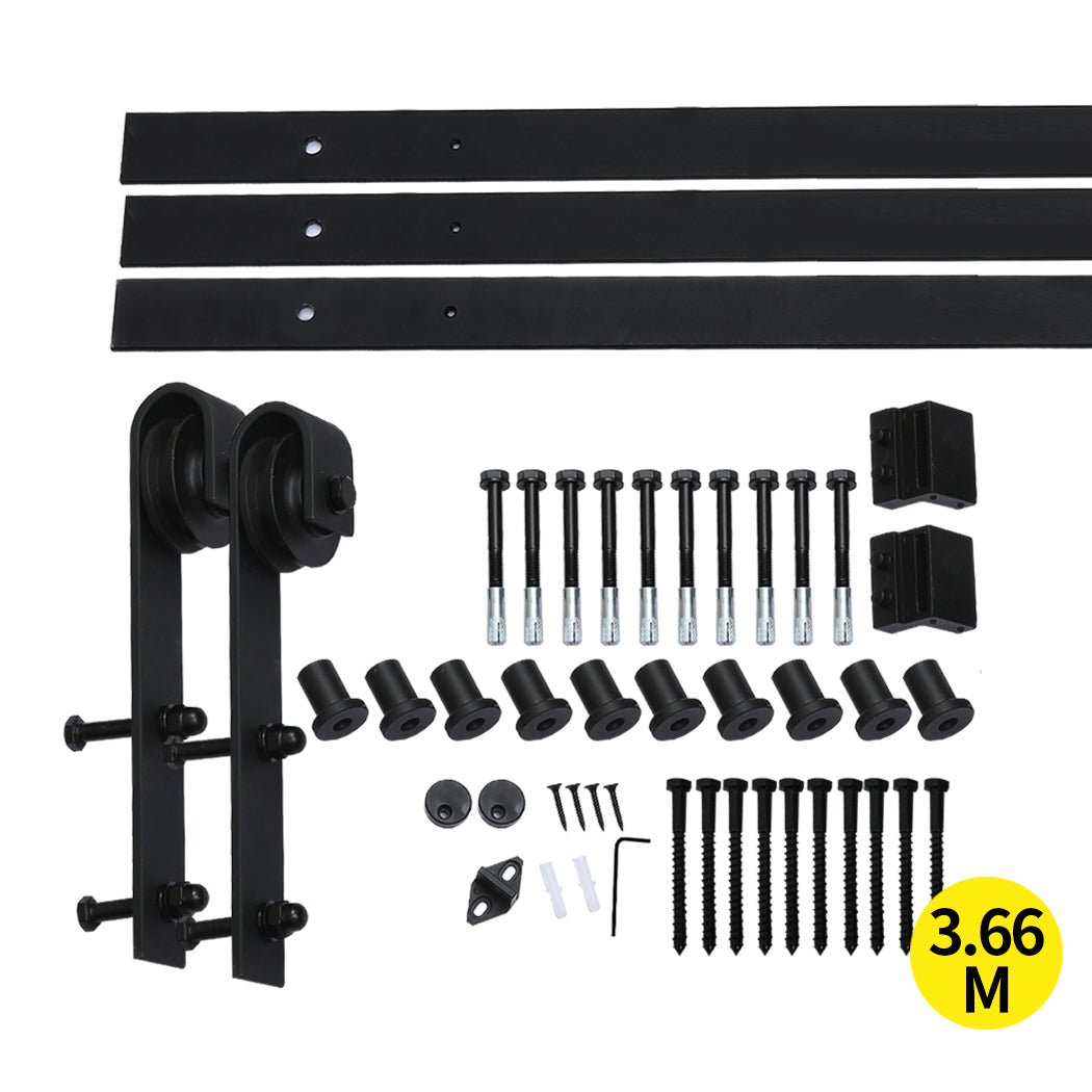 3.66m Double Sliding Barn Door Track Kit 4.3mx6.1m - Black - Rivercity House & Home Co. (ABN 18 642 972 209) - Affordable Modern Furniture Australia
