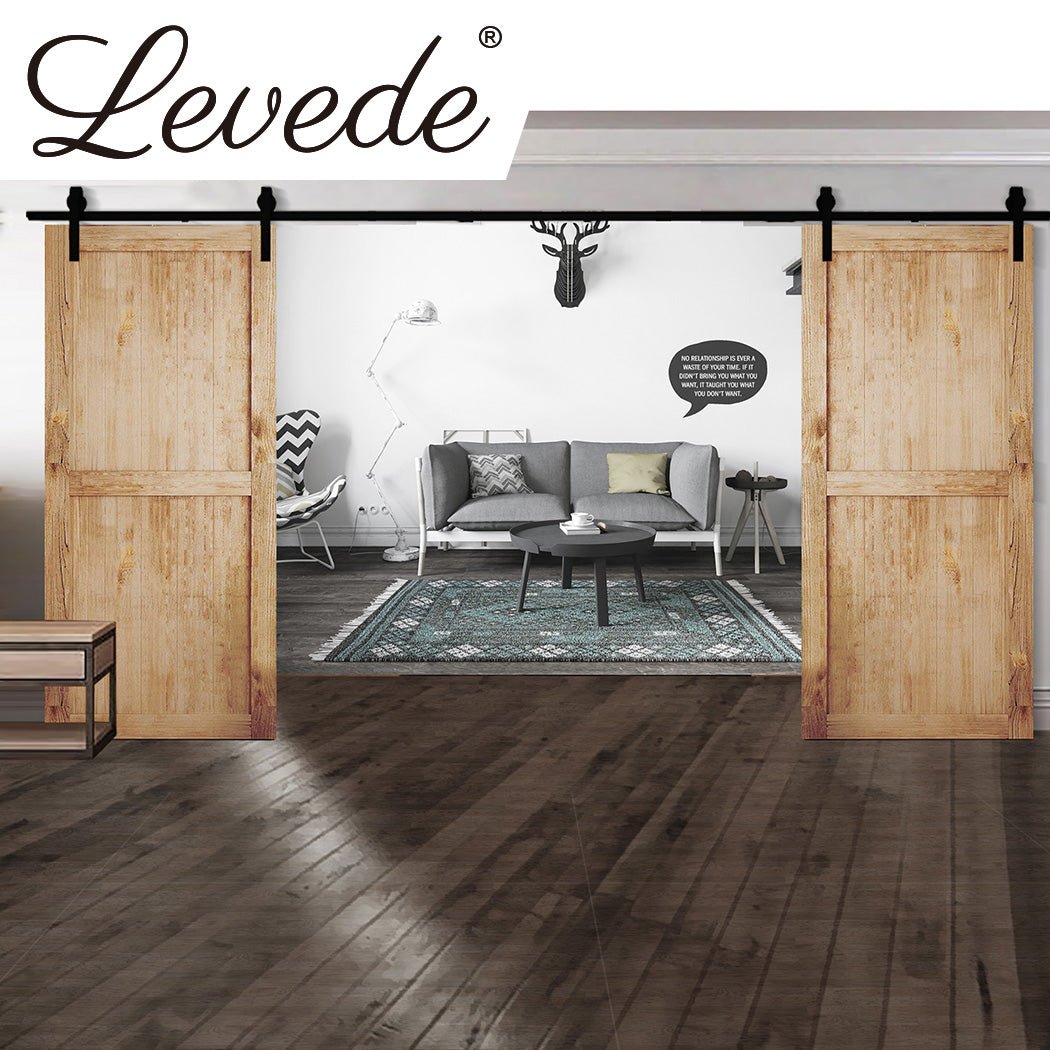 3.66m Double Sliding Barn Door Track Kit 4.3mx6.1m - Black - Rivercity House & Home Co. (ABN 18 642 972 209) - Affordable Modern Furniture Australia