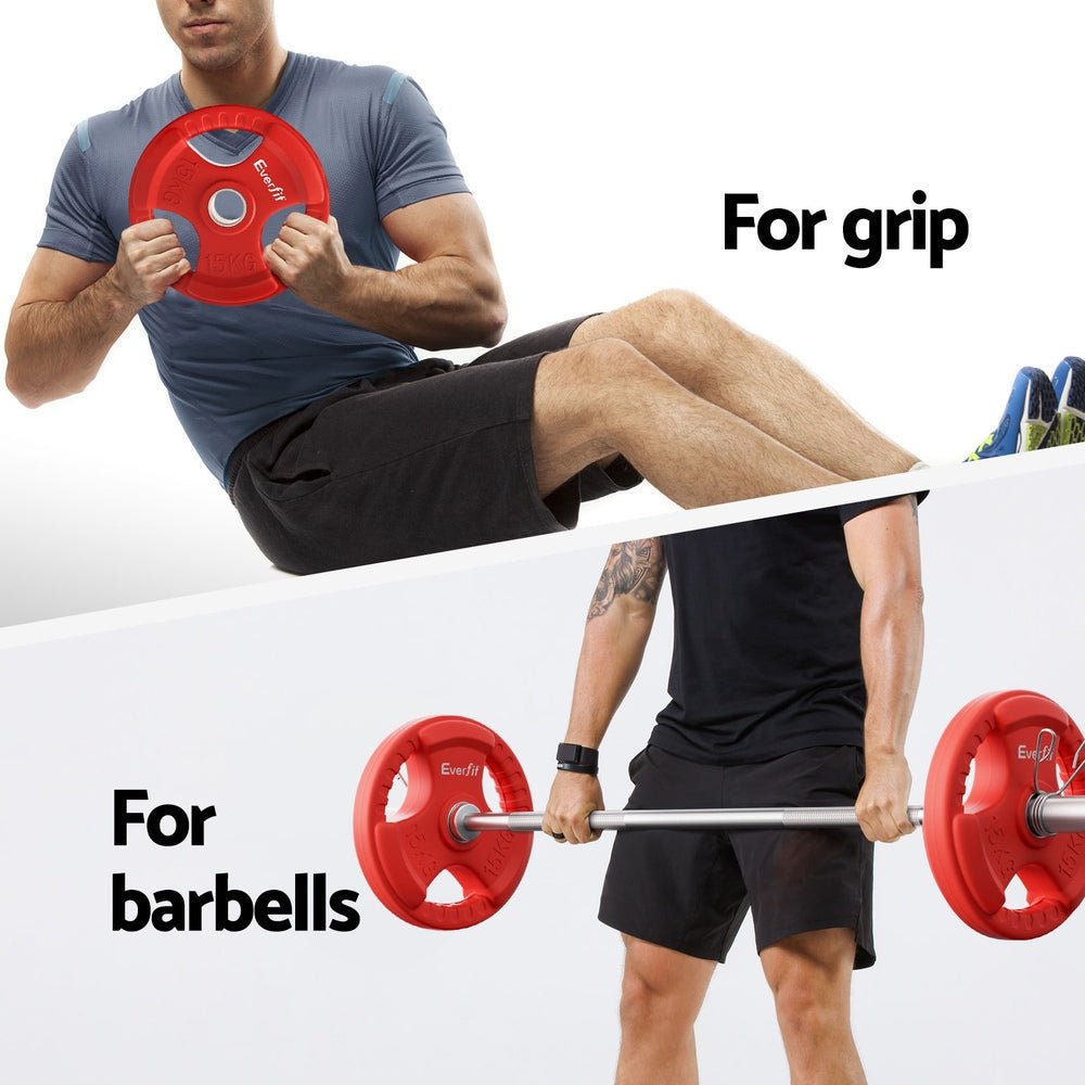 36kg Barbell and Dumbbell Set 120cm with Plates - Red - Sports & Fitness > Exercise, Gym & Fitness > Free Weights - Rivercity House & Home Co. (ABN 18 642 972 209) - Affordable Modern Furniture Australia
