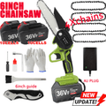 36V 3000W Mini Cordless 6 Inch Chainsaw with 2 Batteries - Green