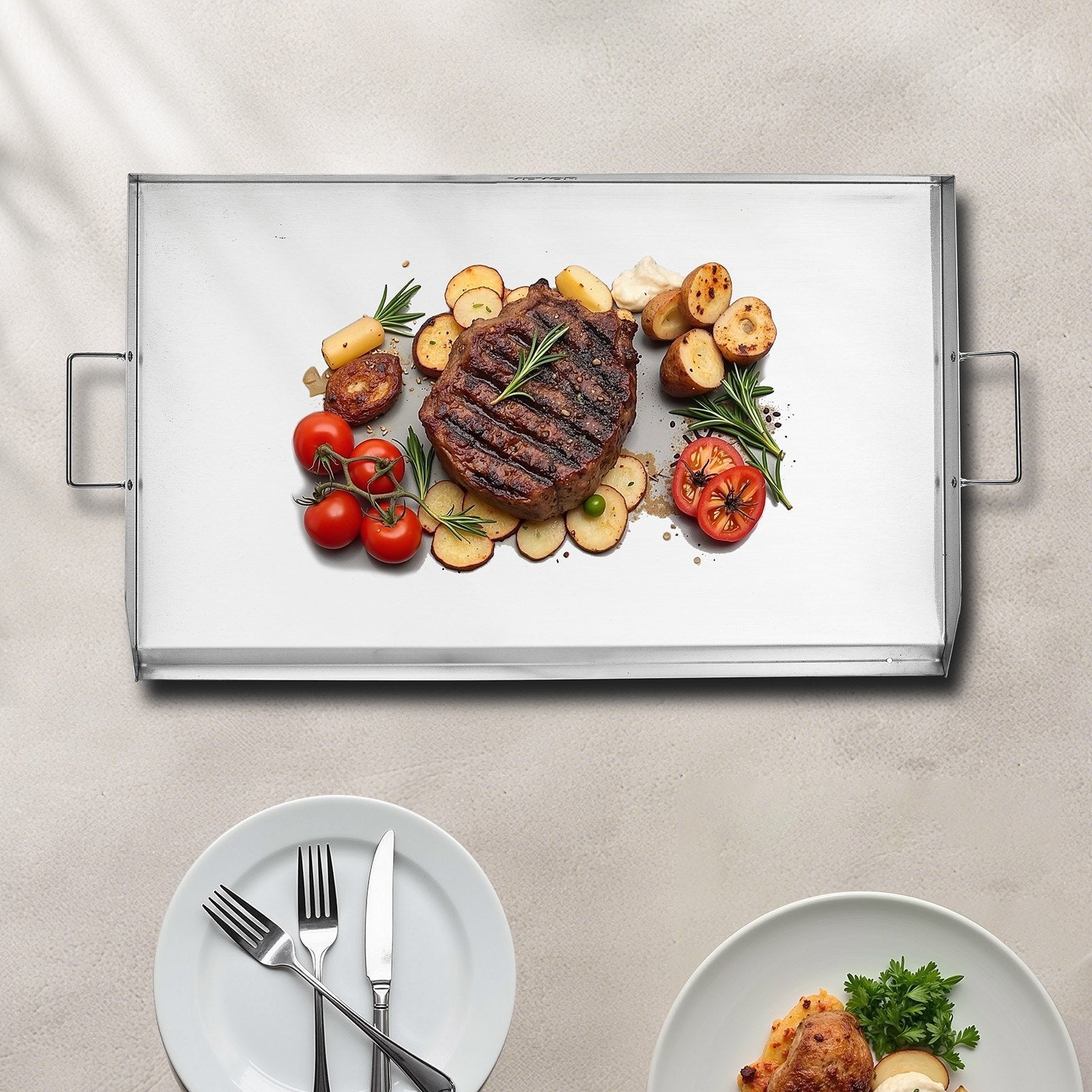 36x22 in Flat Top Griddle Stainless Steel Universal BBQ Grill Pan Cookware - Home & Garden > BBQ > BBQ Tools - Rivercity House & Home Co. (ABN 18 642 972 209) - Affordable Modern Furniture Australia
