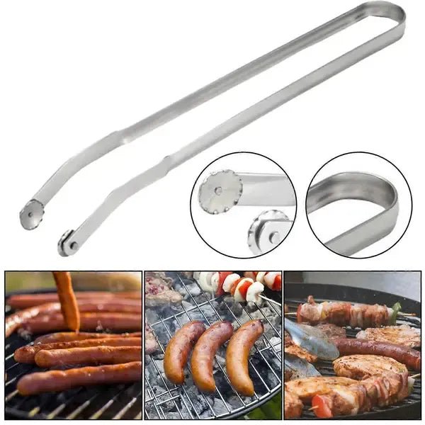 38 cm Stainless Steel BBQ Sausage Turning Tongs with Long Handle for Grilling - Silver - Home & Garden > BBQ > BBQ Tools - Rivercity House & Home Co. (ABN 18 642 972 209) - Affordable Modern Furniture Australia