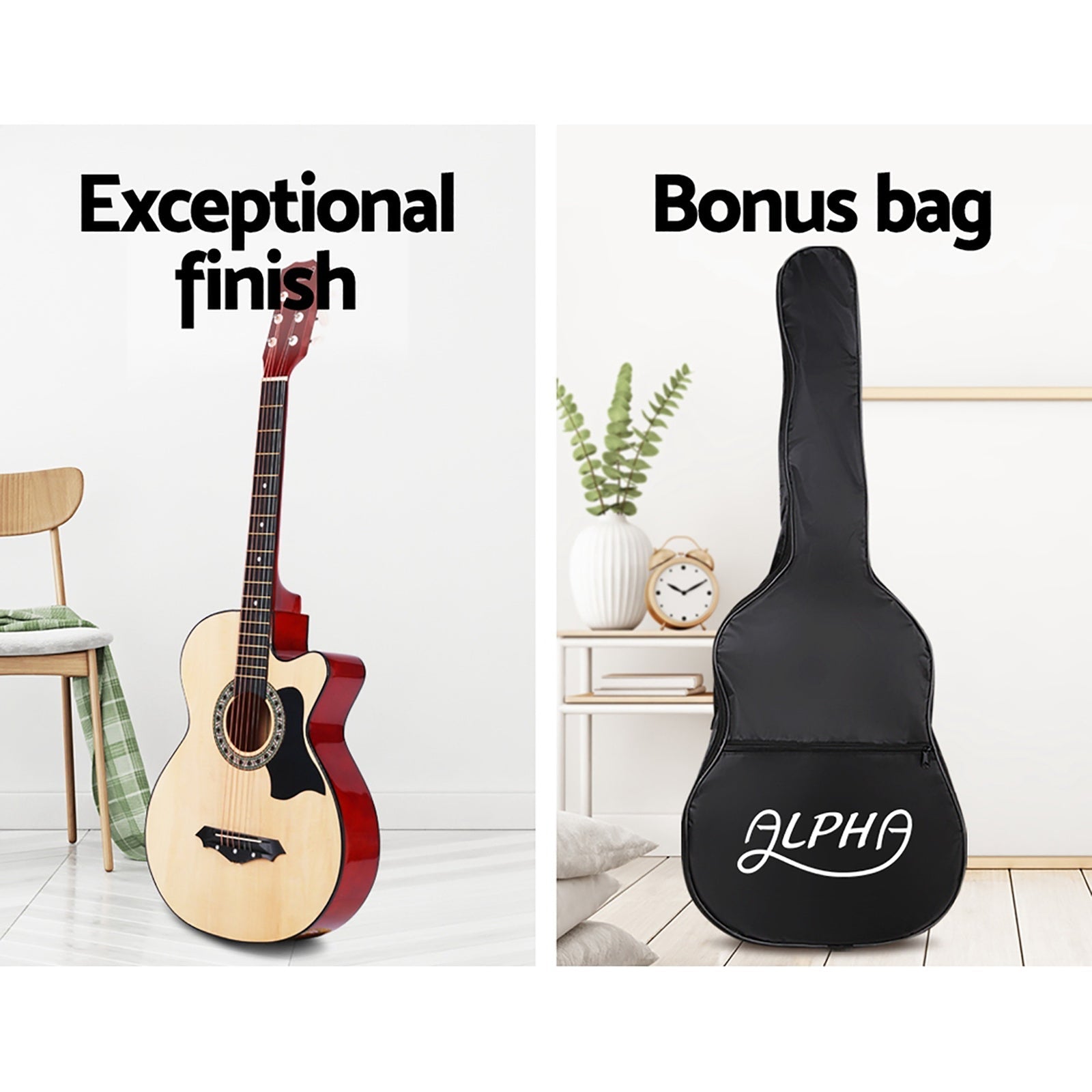 38 Inch Acoustic Guitar 9 Piece Set With Stand - Audio & Video > Musical Instrument & Accessories - Rivercity House & Home Co. (ABN 18 642 972 209) - Affordable Modern Furniture Australia