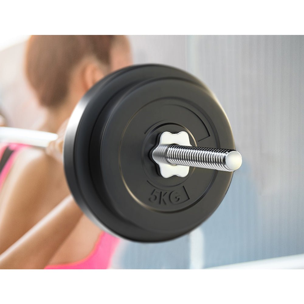 38kg Barbell Set with 168cm Barbell Bar and Weight Plates - Rubber - Sports & Fitness > Exercise, Gym & Fitness > Exercise Benches - Rivercity House & Home Co. (ABN 18 642 972 209) - Affordable Modern Furniture Australia