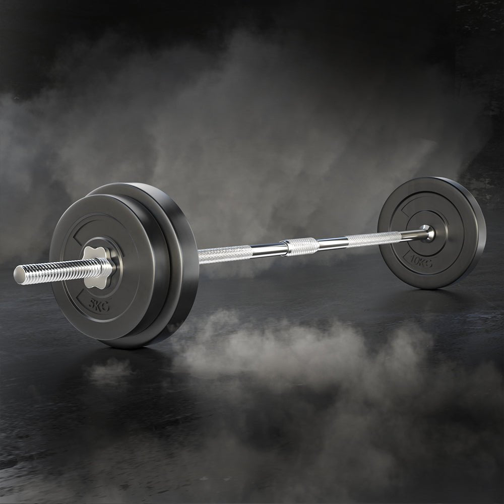 38kg Barbell Set with 168cm Barbell Bar and Weight Plates - Rubber - Sports & Fitness > Exercise, Gym & Fitness > Exercise Benches - Rivercity House & Home Co. (ABN 18 642 972 209) - Affordable Modern Furniture Australia