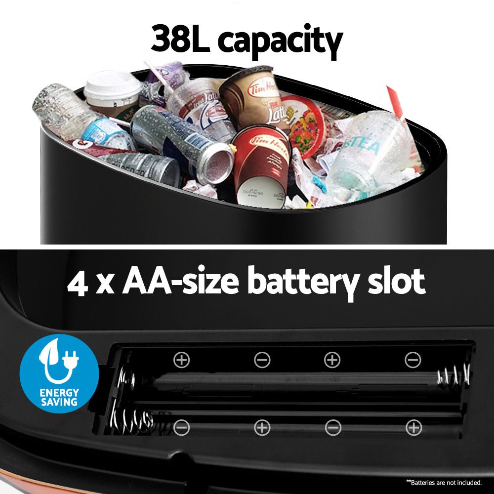 38L Motion Sensor Bin Rubbish Automatic Black - Home & Garden > Kitchen Bins > Automatic Bins - Rivercity House & Home Co. (ABN 18 642 972 209) - Affordable Modern Furniture Australia