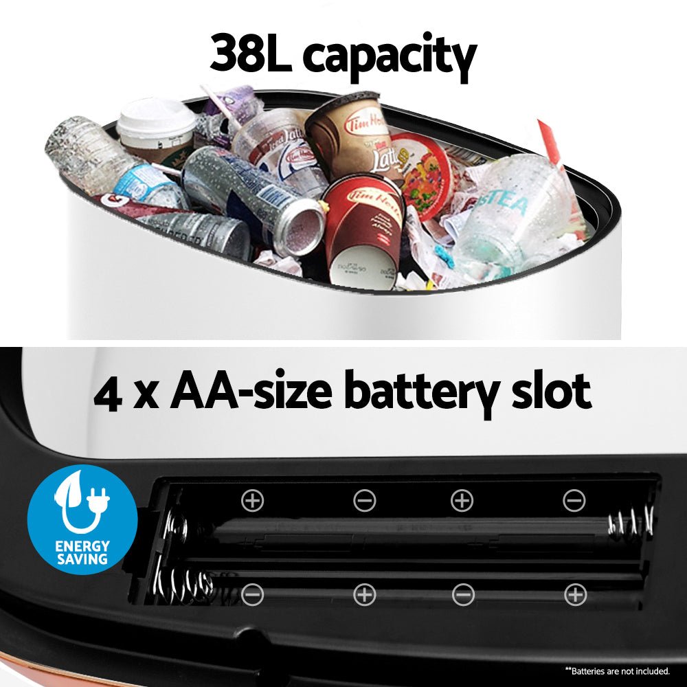 38L Motion Sensor Bin Rubbish Automatic White - Home & Garden > Kitchen Bins > Automatic Bins - Rivercity House & Home Co. (ABN 18 642 972 209) - Affordable Modern Furniture Australia