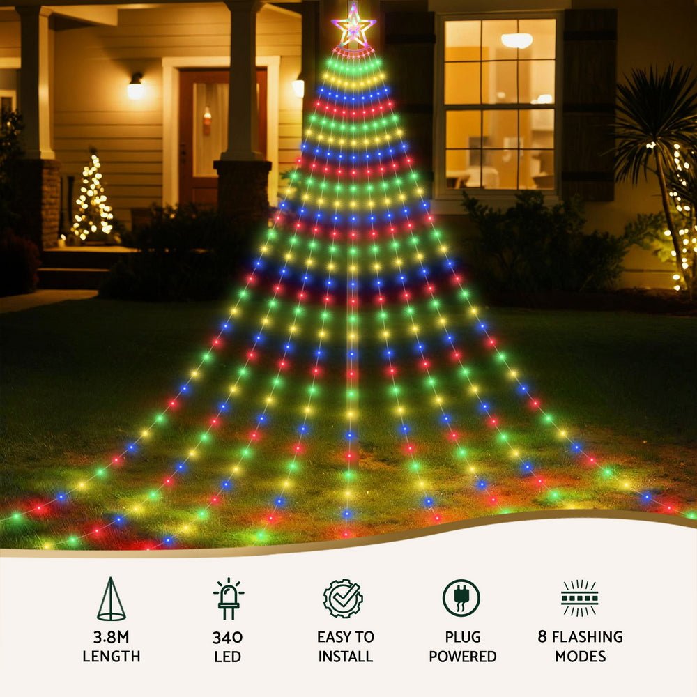 3.8M Christmas Lights Waterfall String Light 340 LED - Occasions > Christmas > Outdoor Decorations & Lights - Rivercity House & Home Co. (ABN 18 642 972 209) - Affordable Modern Furniture Australia