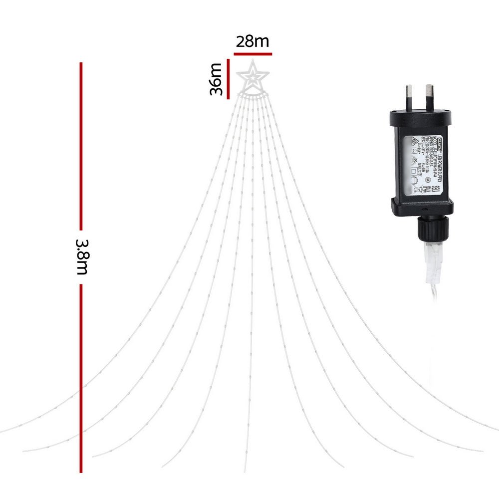 3.8M Christmas Lights Waterfall String Light 340 LED - Occasions > Christmas > Outdoor Decorations & Lights - Rivercity House & Home Co. (ABN 18 642 972 209) - Affordable Modern Furniture Australia
