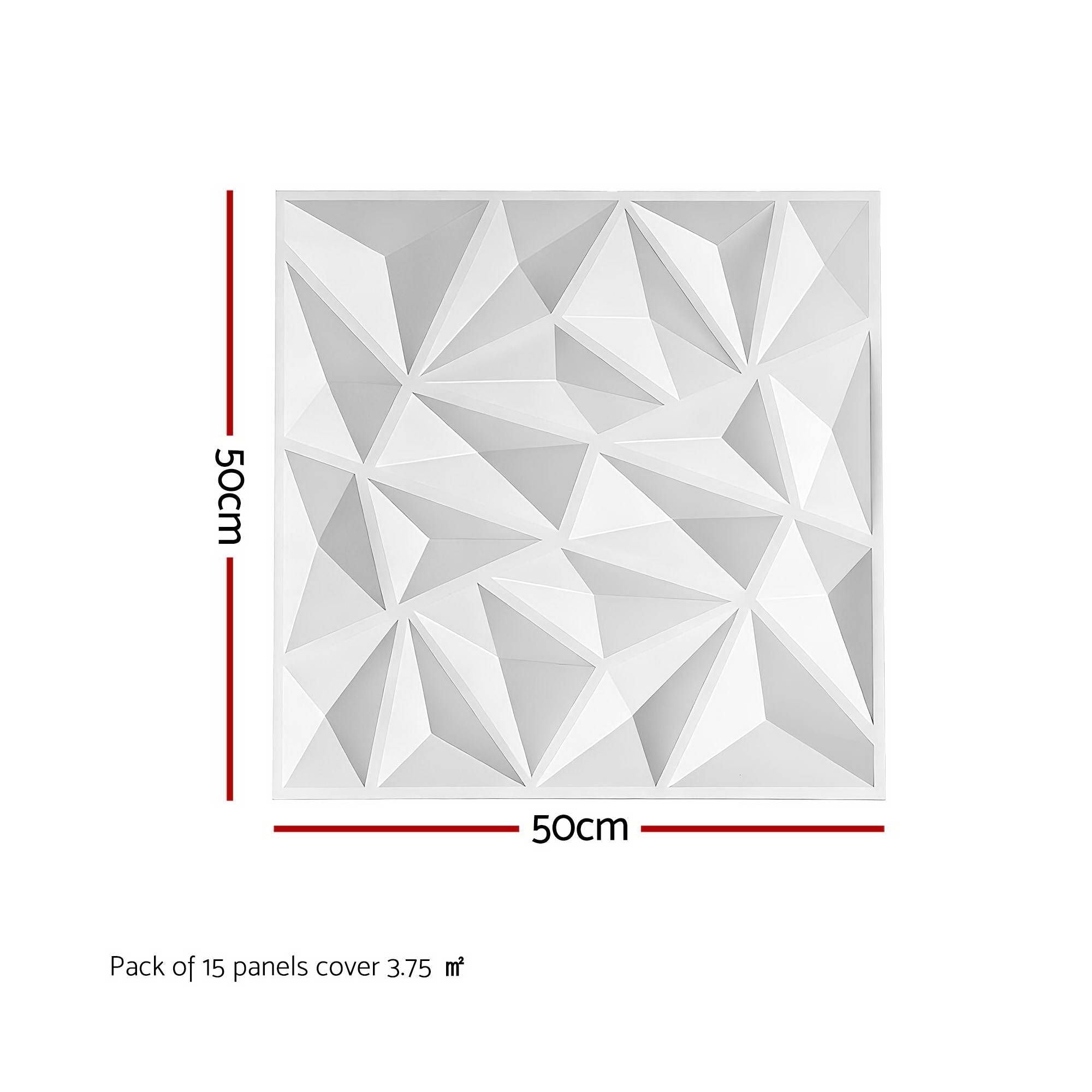 3D Diamond PVC Wall Panels 50x50cm Set of 15 - White - Home & Garden > Decor > Wallpaper - Rivercity House & Home Co. (ABN 18 642 972 209) - Affordable Modern Furniture Australia