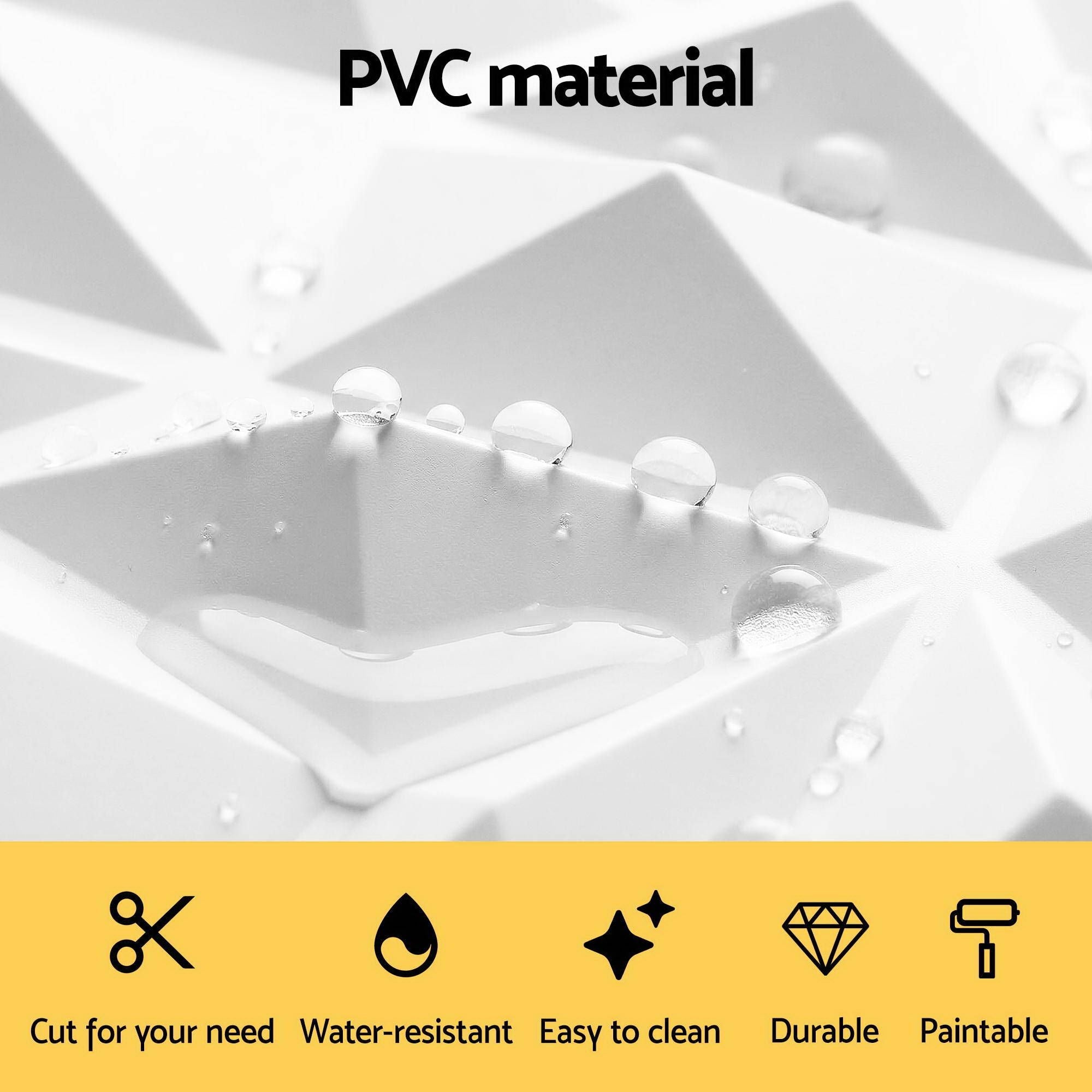 3D Diamond PVC Wall Panels 50x50cm Set of 15 - White - Home & Garden > Decor > Wallpaper - Rivercity House & Home Co. (ABN 18 642 972 209) - Affordable Modern Furniture Australia