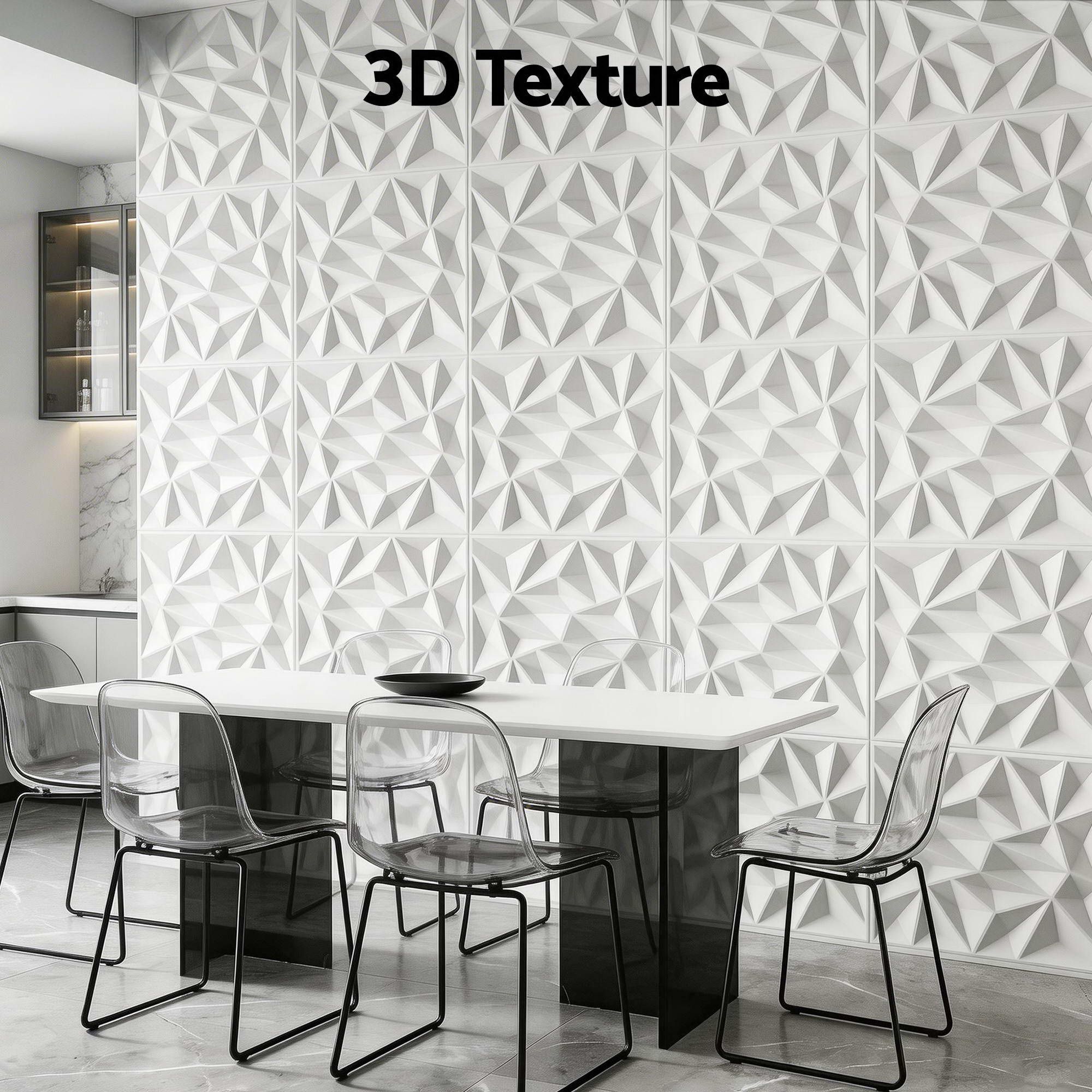 3D Diamond PVC Wall Panels 50x50cm Set of 15 - White - Home & Garden > Decor > Wallpaper - Rivercity House & Home Co. (ABN 18 642 972 209) - Affordable Modern Furniture Australia