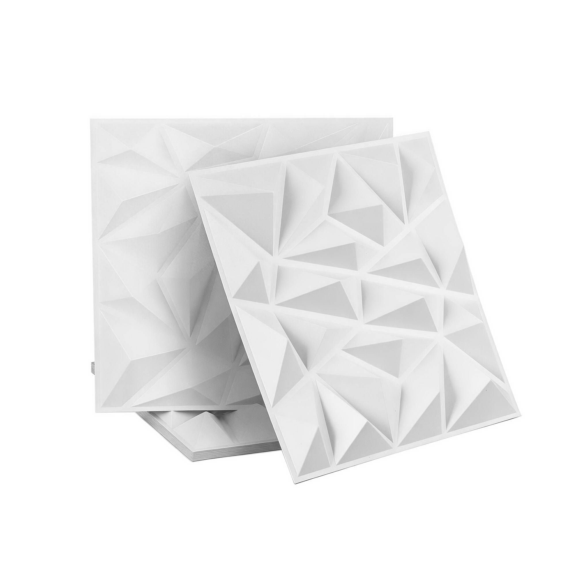 3D Diamond PVC Wall Panels 50x50cm Set of 15 - White - Home & Garden > Decor > Wallpaper - Rivercity House & Home Co. (ABN 18 642 972 209) - Affordable Modern Furniture Australia