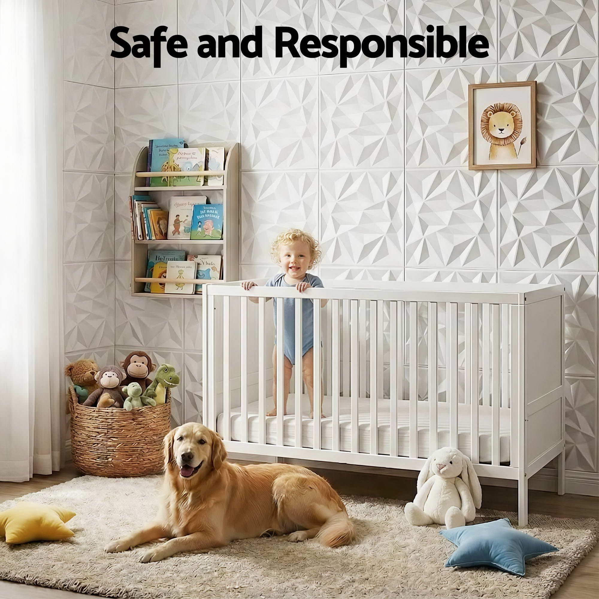3D Diamond PVC Wall Panels 50x50cm Set of 15 - White - Home & Garden > Decor > Wallpaper - Rivercity House & Home Co. (ABN 18 642 972 209) - Affordable Modern Furniture Australia