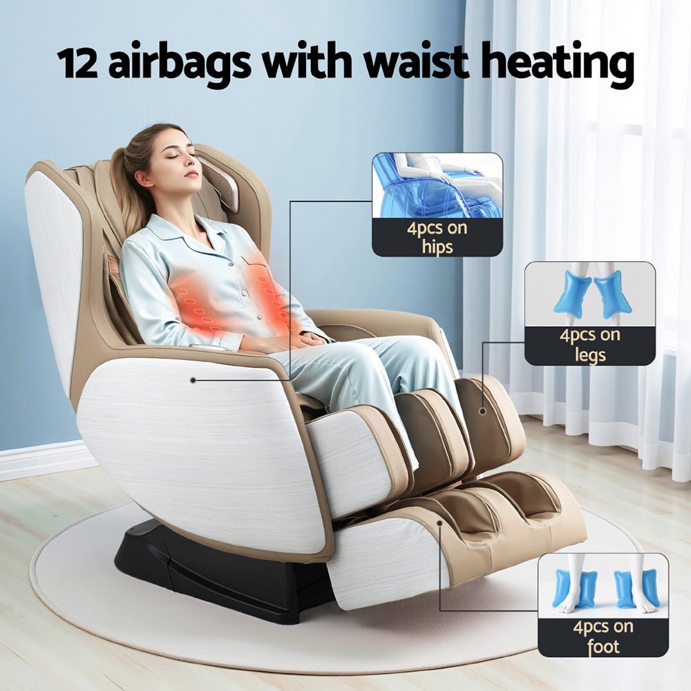 3D OLIN Electric Massage Chair Recliner with 3D Massager - White & Beige - Furniture > Bar Stools & Chairs > Massage Chairs - Rivercity House & Home Co. (ABN 18 642 972 209) - Affordable Modern Furniture Australia