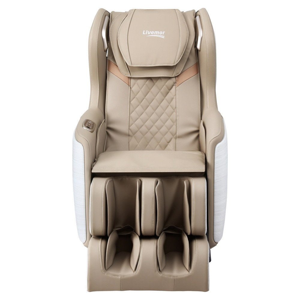 3D OLIN Electric Massage Chair Recliner with 3D Massager - White & Beige - Furniture > Bar Stools & Chairs > Massage Chairs - Rivercity House & Home Co. (ABN 18 642 972 209) - Affordable Modern Furniture Australia