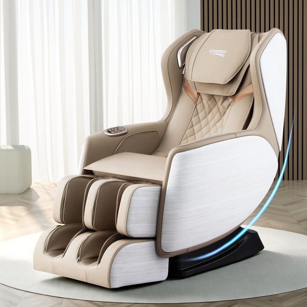 3D OLIN Electric Massage Chair Recliner with 3D Massager - White & Beige - Furniture > Bar Stools & Chairs > Massage Chairs - Rivercity House & Home Co. (ABN 18 642 972 209) - Affordable Modern Furniture Australia