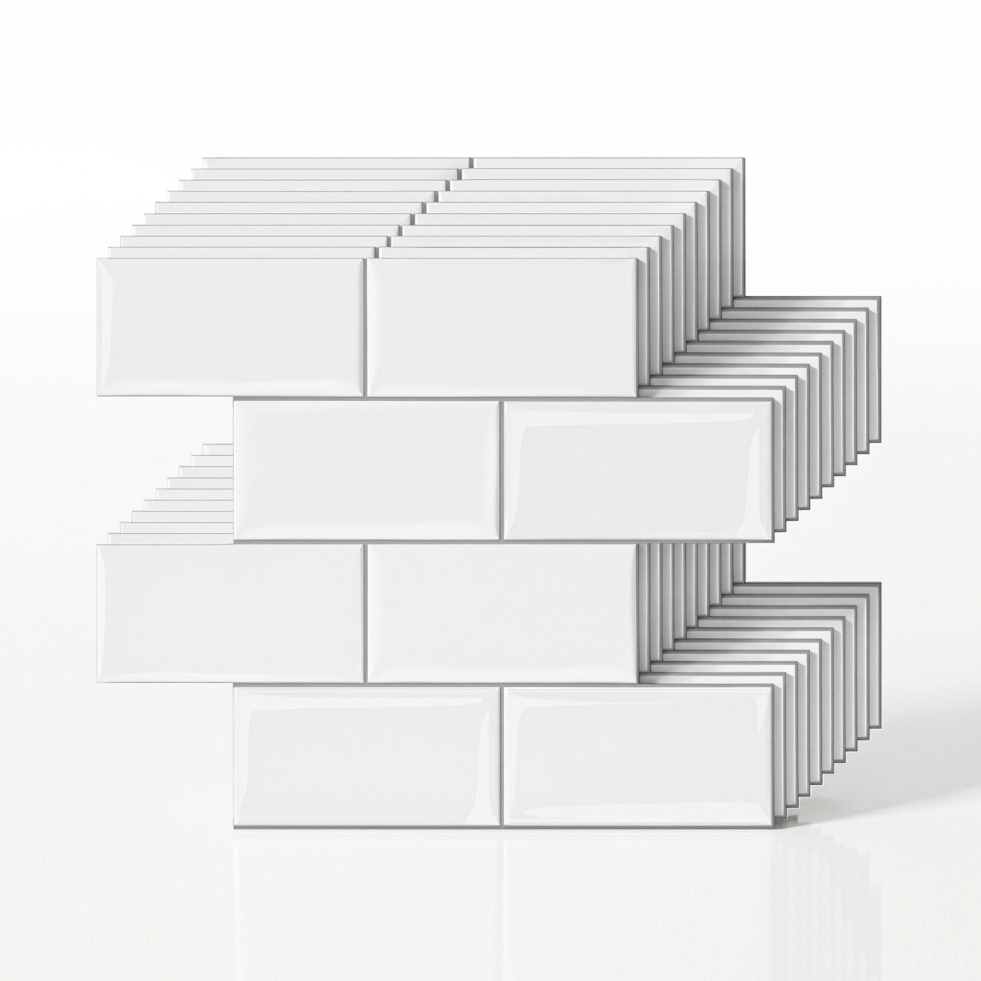 3D Peel and Stick Subway Wall Tiles 10 Sheets 2.3mm Thick - White - Home & Garden > Decor > Wallpaper - Rivercity House & Home Co. (ABN 18 642 972 209) - Affordable Modern Furniture Australia