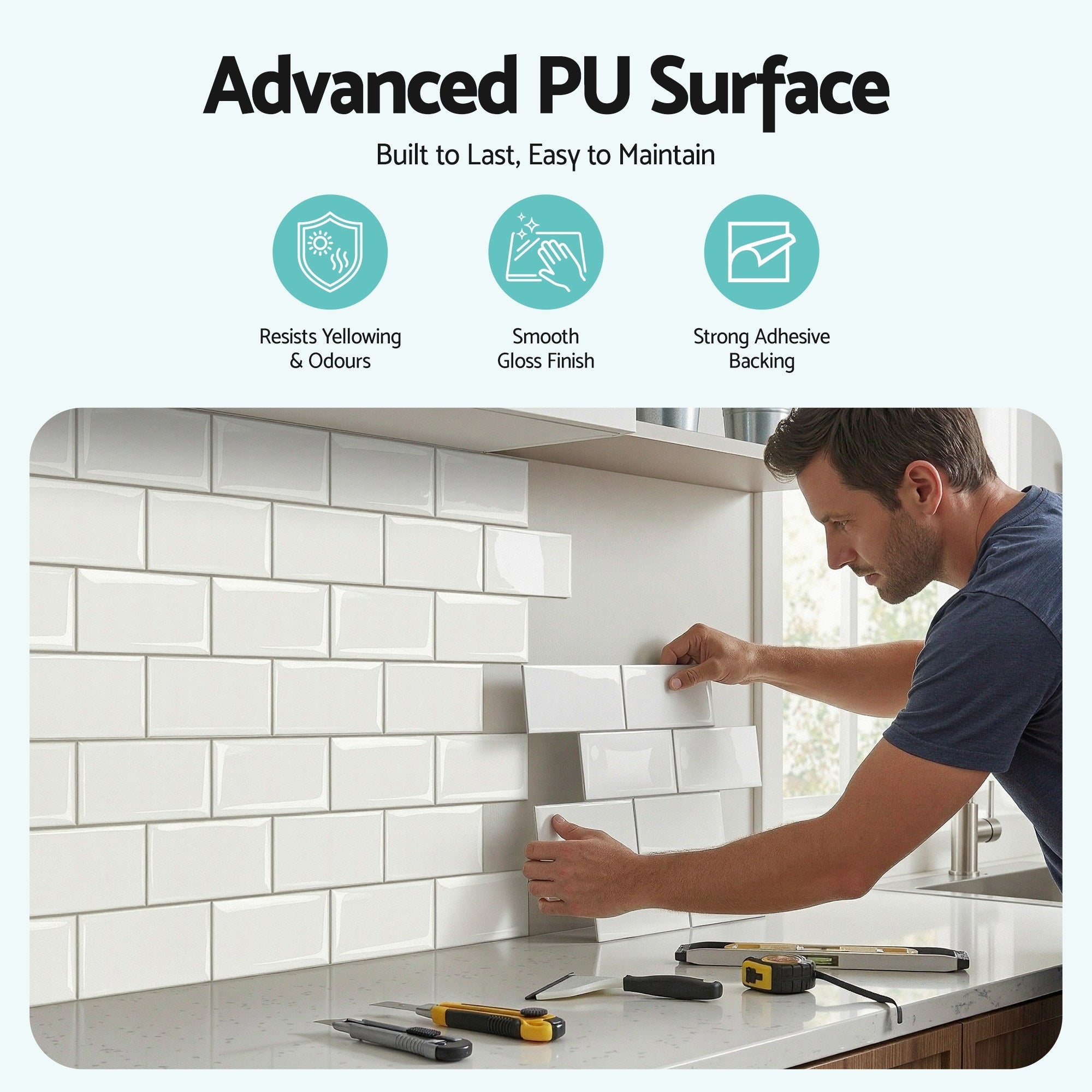 3D Peel and Stick Subway Wall Tiles 10 Sheets 2.3mm Thick - White - Home & Garden > Decor > Wallpaper - Rivercity House & Home Co. (ABN 18 642 972 209) - Affordable Modern Furniture Australia