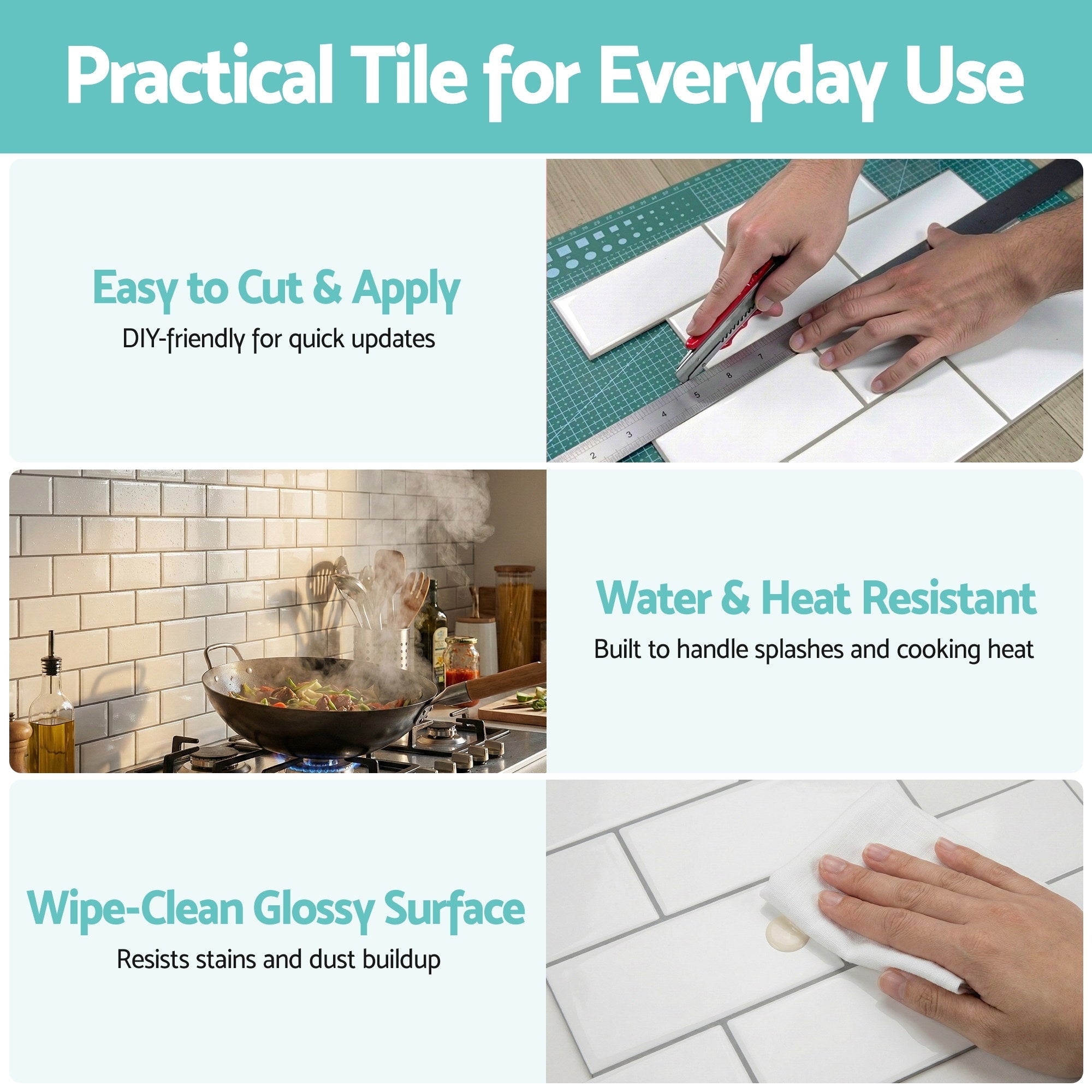 3D Peel and Stick Subway Wall Tiles 10 Sheets 2.3mm Thick - White - Home & Garden > Decor > Wallpaper - Rivercity House & Home Co. (ABN 18 642 972 209) - Affordable Modern Furniture Australia
