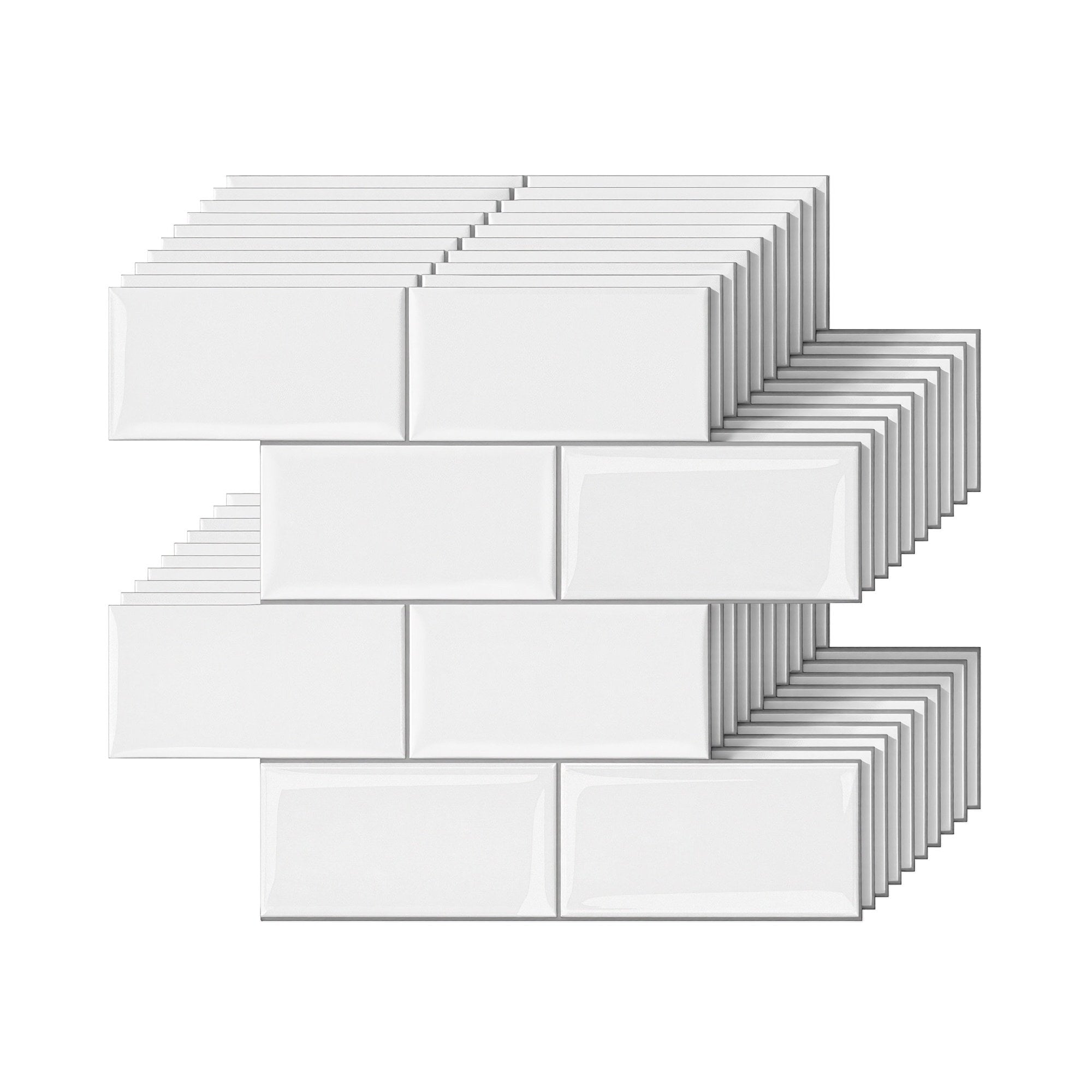 3D Peel and Stick Subway Wall Tiles 10 Sheets 2.3mm Thick - White - Home & Garden > Decor > Wallpaper - Rivercity House & Home Co. (ABN 18 642 972 209) - Affordable Modern Furniture Australia