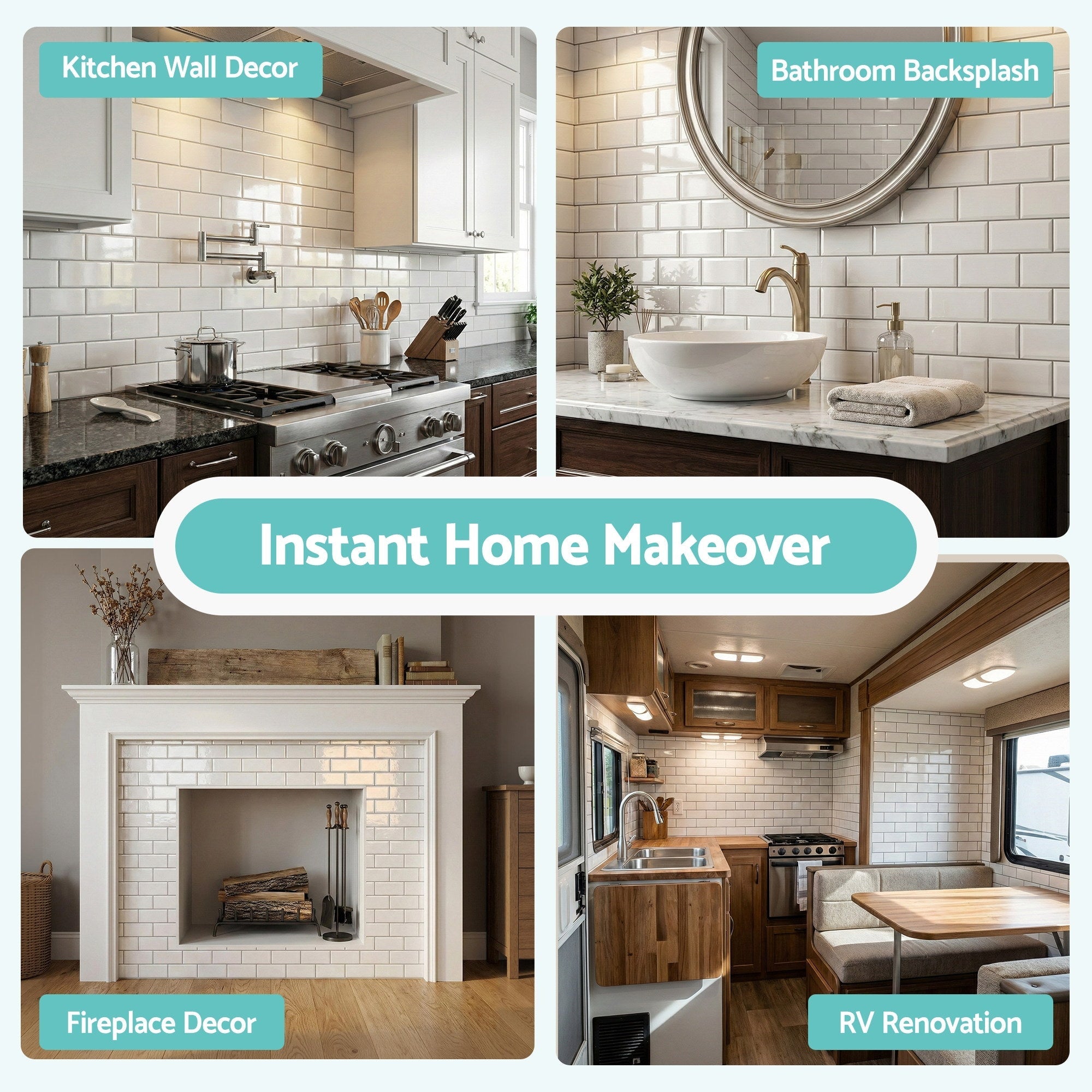 3D Peel and Stick Subway Wall Tiles 10 Sheets 2.3mm Thick - White - Home & Garden > Decor > Wallpaper - Rivercity House & Home Co. (ABN 18 642 972 209) - Affordable Modern Furniture Australia