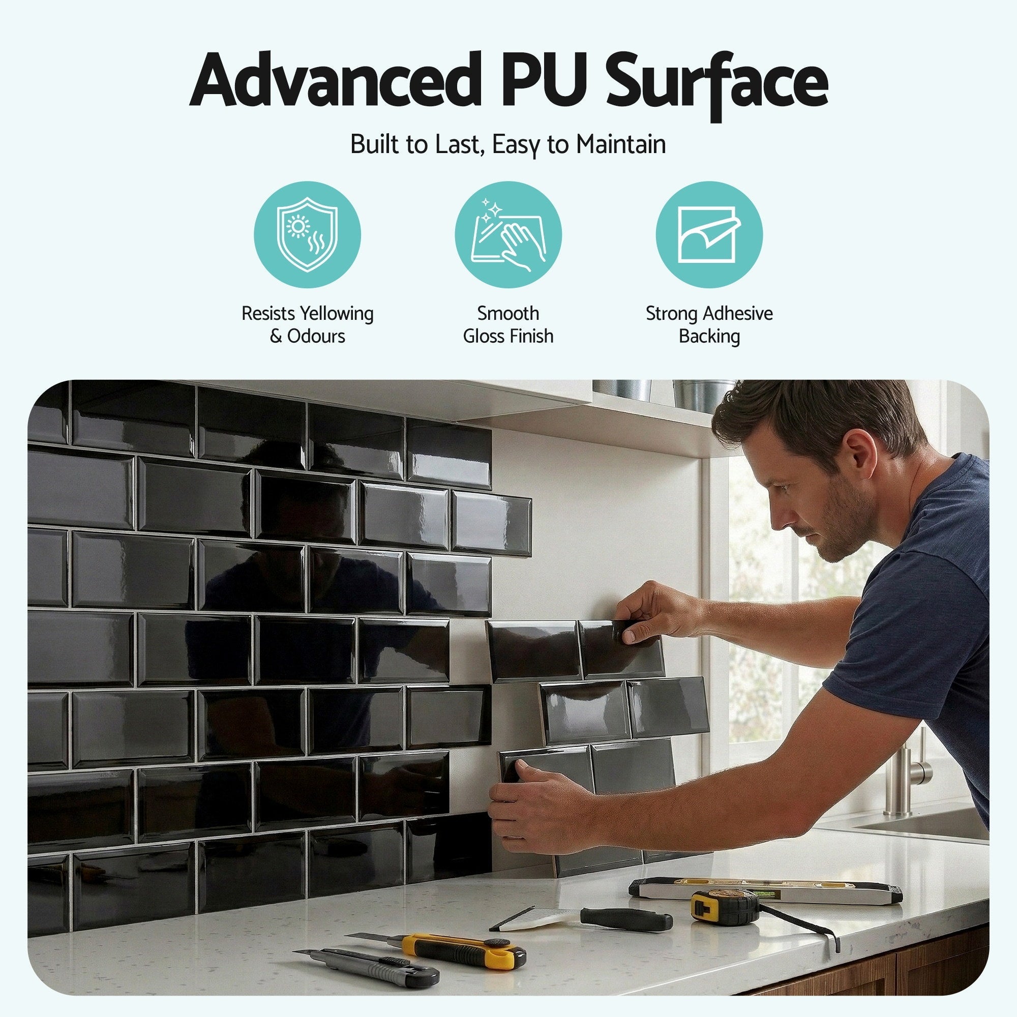 3D Peel and Stick Subway Wall Tiles 10 Sheets - Black - Home & Garden > Decor > Wallpaper - Rivercity House & Home Co. (ABN 18 642 972 209) - Affordable Modern Furniture Australia