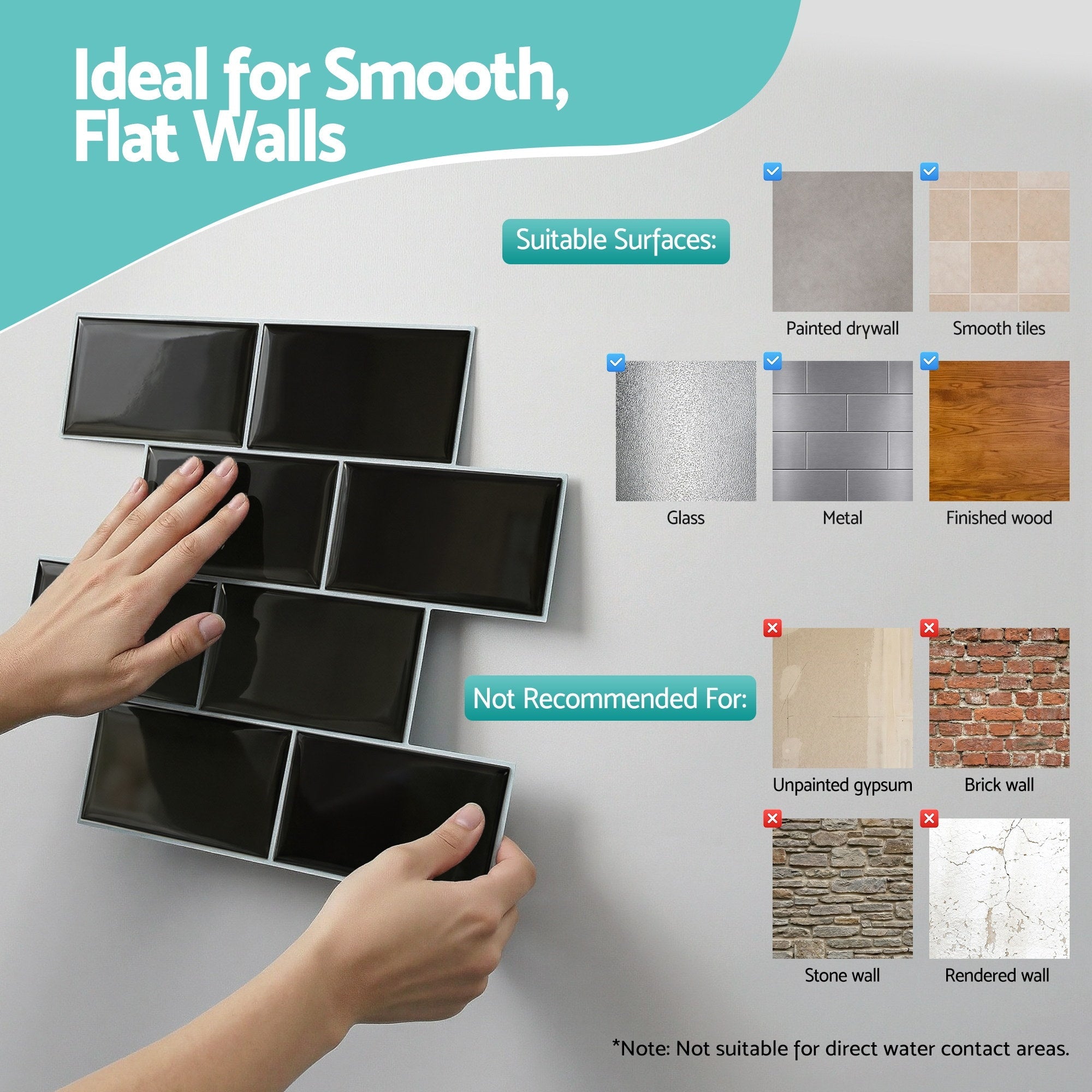 3D Peel and Stick Subway Wall Tiles 10 Sheets - Black - Home & Garden > Decor > Wallpaper - Rivercity House & Home Co. (ABN 18 642 972 209) - Affordable Modern Furniture Australia