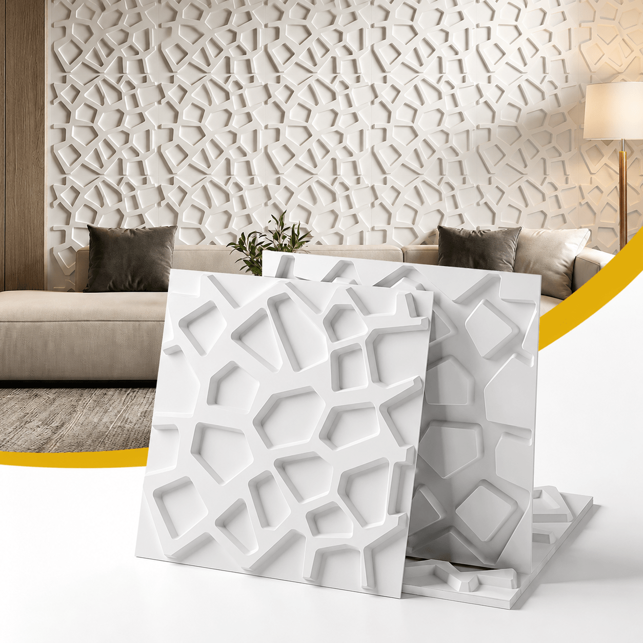 3D PVC Decorative Wall Panels 50x50cm Set of 15 - White - Home & Garden > Decor > Wallpaper - Rivercity House & Home Co. (ABN 18 642 972 209) - Affordable Modern Furniture Australia