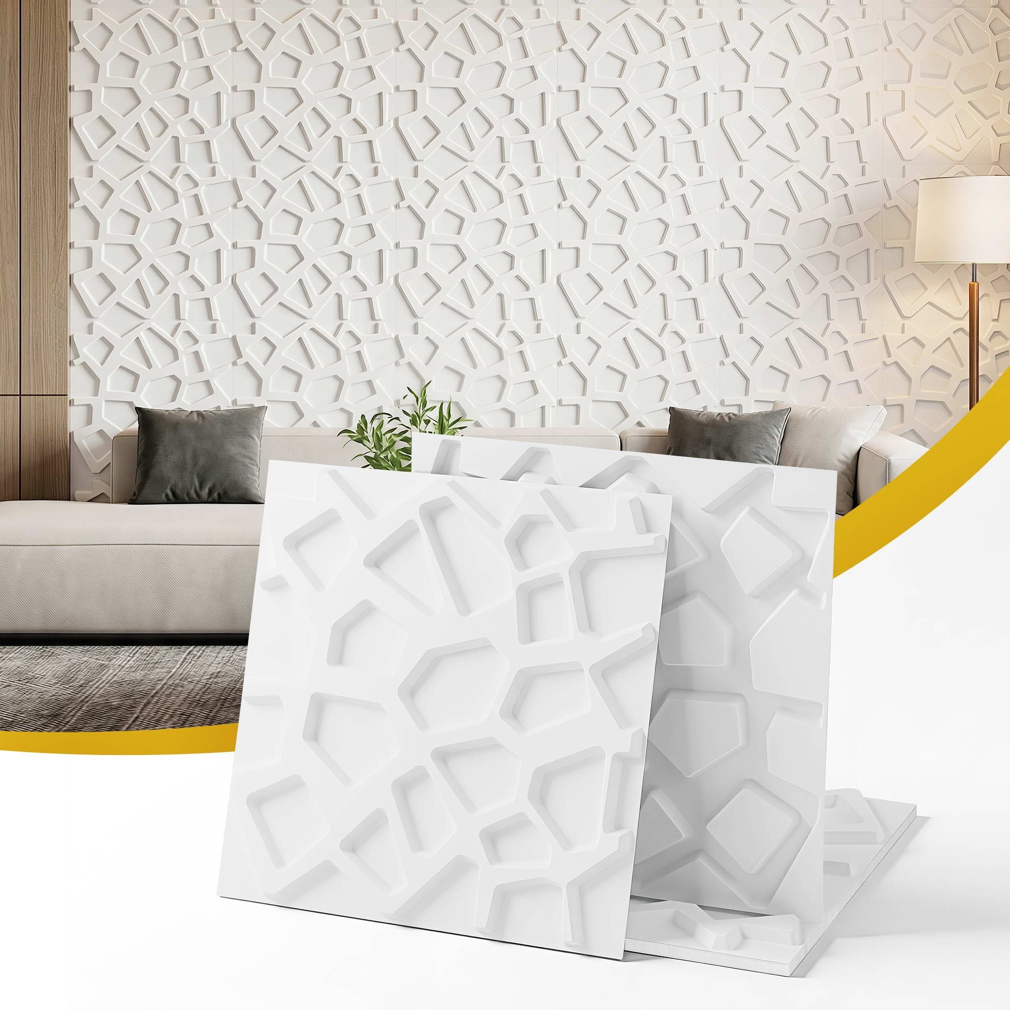 3D PVC Decorative Wall Panels 50x50cm Set of 15 - White - Home & Garden > Decor > Wallpaper - Rivercity House & Home Co. (ABN 18 642 972 209) - Affordable Modern Furniture Australia