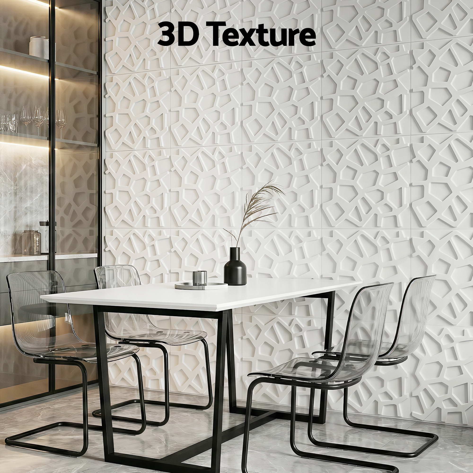 3D PVC Decorative Wall Panels 50x50cm Set of 15 - White - Home & Garden > Decor > Wallpaper - Rivercity House & Home Co. (ABN 18 642 972 209) - Affordable Modern Furniture Australia