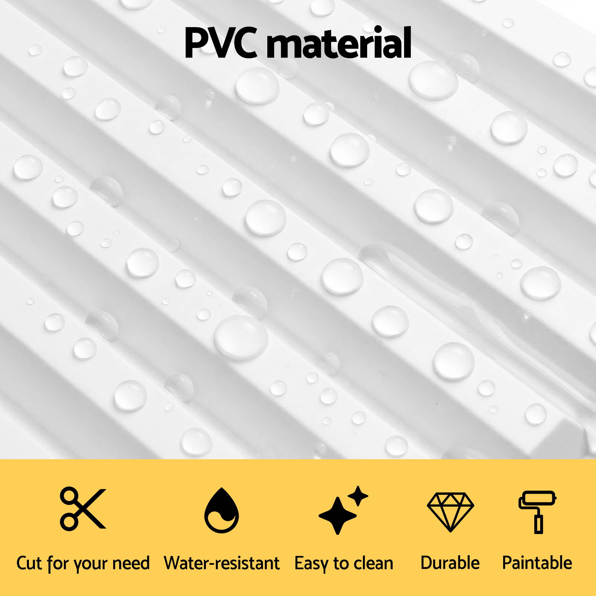 3D Vertical PVC Wall Panels 50x50cm Set of 15 - White - Home & Garden > Decor > Wallpaper - Rivercity House & Home Co. (ABN 18 642 972 209) - Affordable Modern Furniture Australia