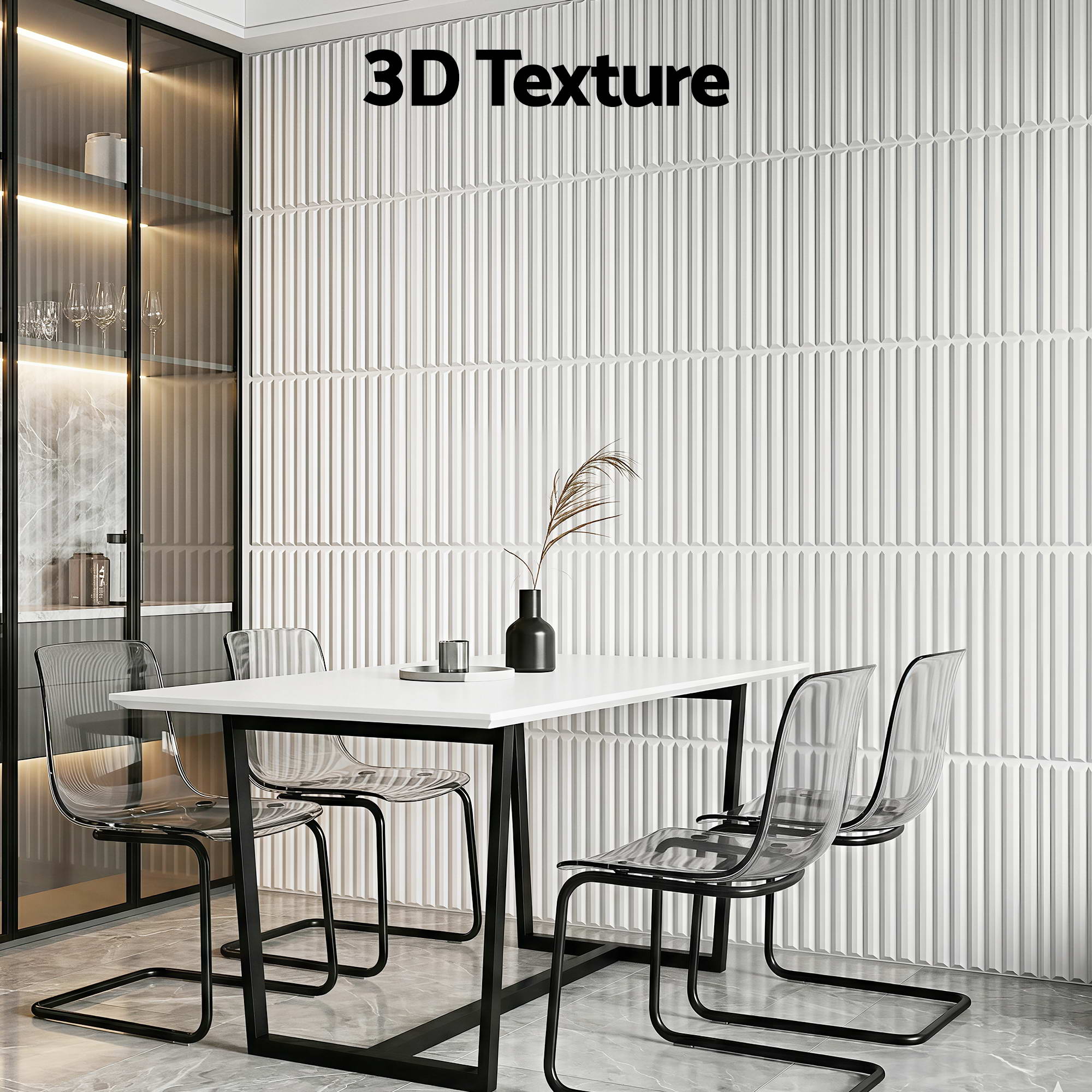 3D Vertical PVC Wall Panels 50x50cm Set of 15 - White - Home & Garden > Decor > Wallpaper - Rivercity House & Home Co. (ABN 18 642 972 209) - Affordable Modern Furniture Australia