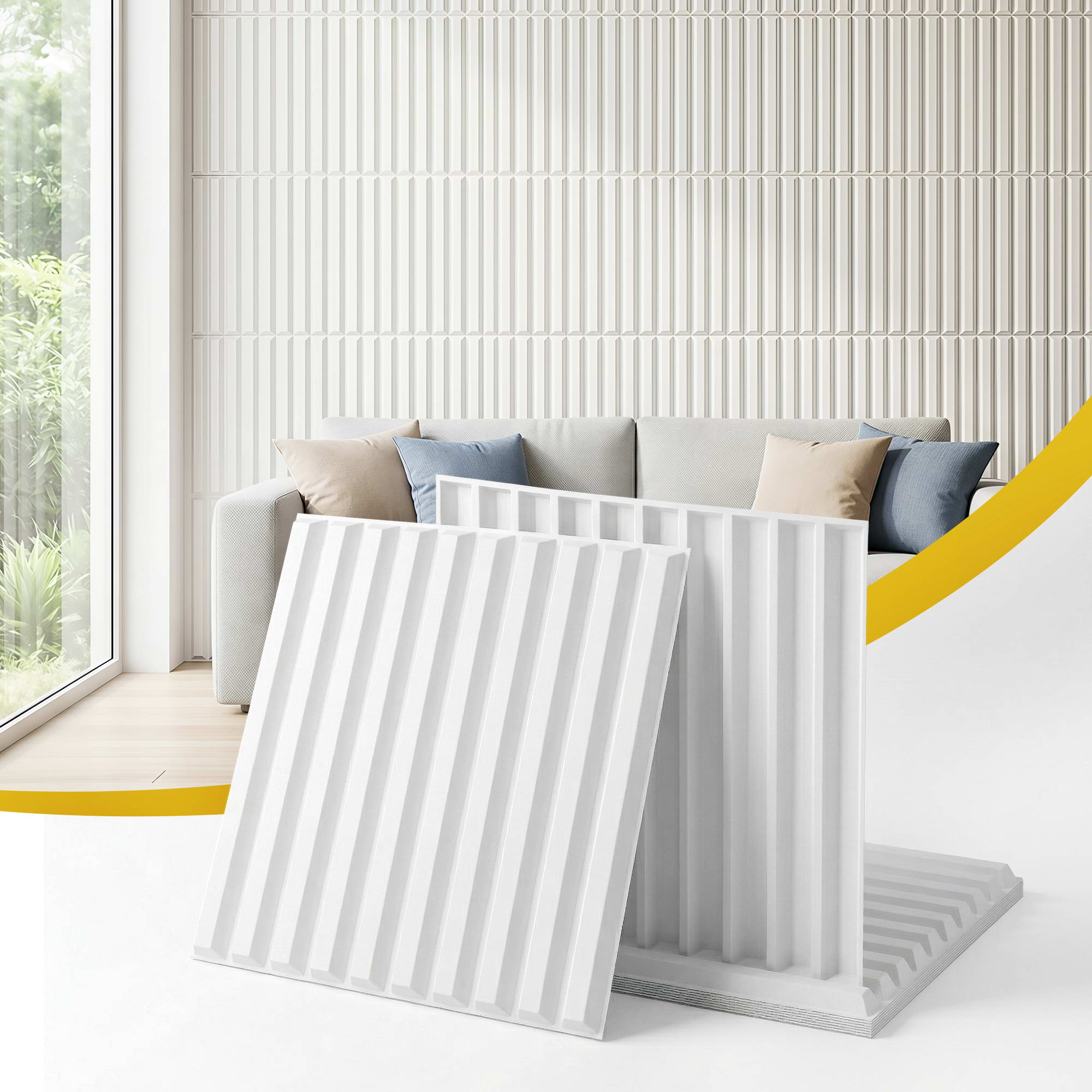 3D Vertical PVC Wall Panels 50x50cm Set of 15 - White - Home & Garden > Decor > Wallpaper - Rivercity House & Home Co. (ABN 18 642 972 209) - Affordable Modern Furniture Australia