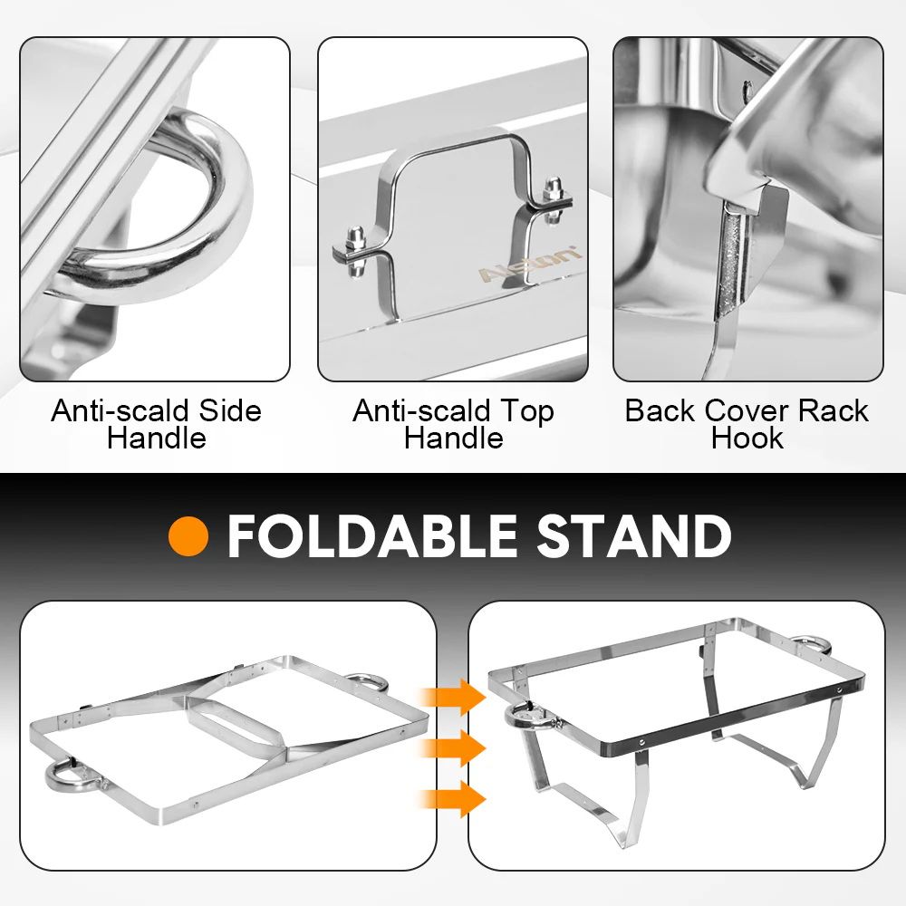 3LX3 Chafing Dish Set, Premium 410 Stainless Steel Buffet Warmer, Bain Marie Food Server with Fuel Holders & Lid, Stackable Catering Equipment for Hotels, Parties, Weddings & Banquets, Silver - Appliances > Kitchen Appliances > Food Warmers & Chafing Dishes - Rivercity House & Home Co. (ABN 18 642 972 209) - Affordable Modern Furniture Australia