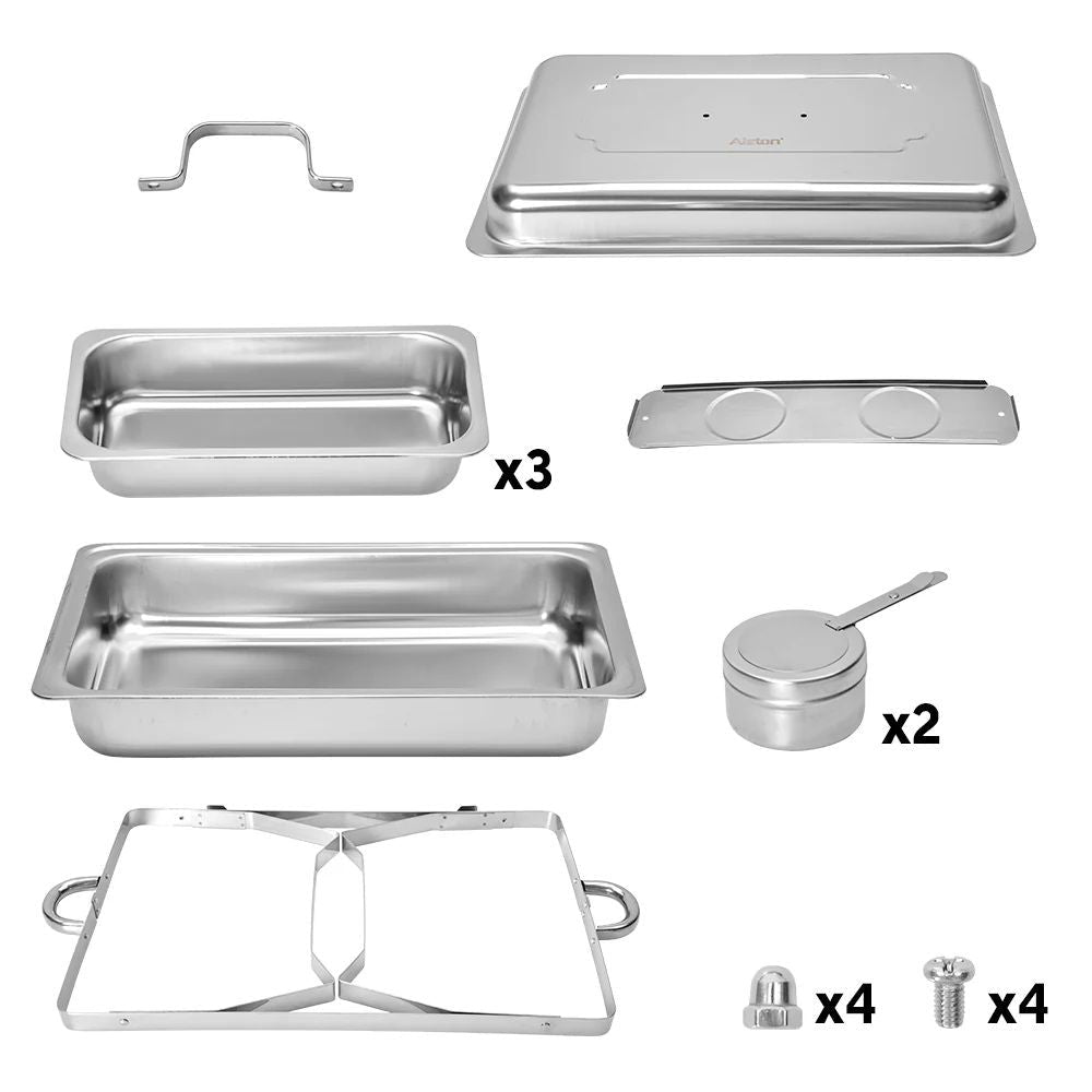 3LX3 Chafing Dish Set, Premium 410 Stainless Steel Buffet Warmer, Bain Marie Food Server with Fuel Holders & Lid, Stackable Catering Equipment for Hotels, Parties, Weddings & Banquets, Silver - Appliances > Kitchen Appliances > Food Warmers & Chafing Dishes - Rivercity House & Home Co. (ABN 18 642 972 209) - Affordable Modern Furniture Australia