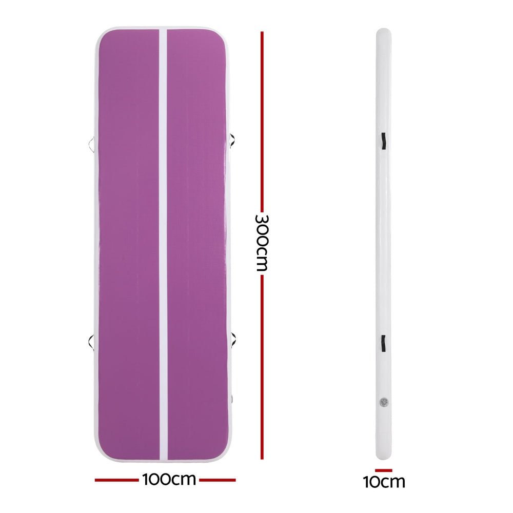 3M Air Track Gymnastics Tumbling Exercise Cheerleading Mat Inflatable Purple - Sports & Fitness > Exercise, Gym & Fitness > Gymnastics - Rivercity House & Home Co. (ABN 18 642 972 209) - Affordable Modern Furniture Australia