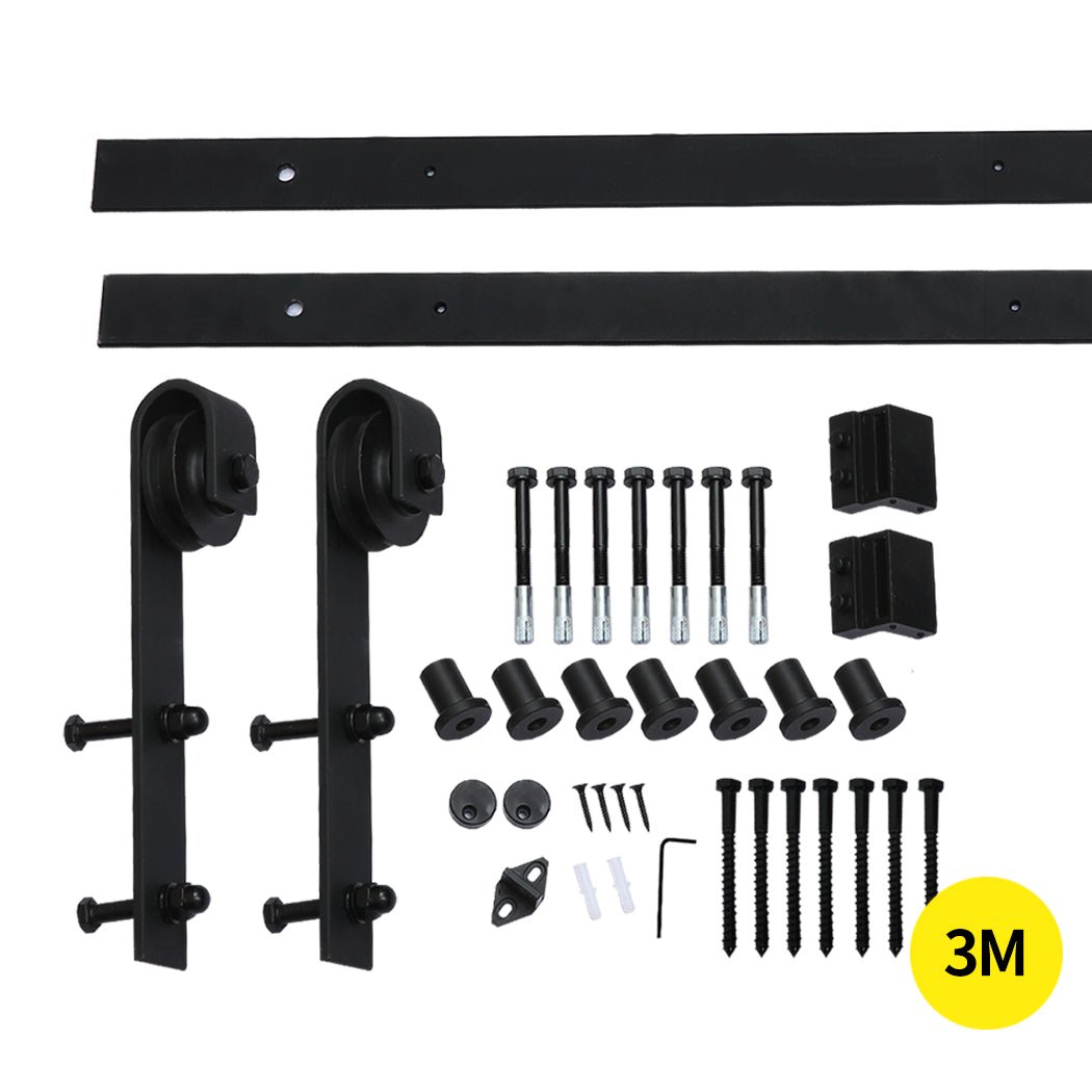 3M Antique Classic Double Sliding Barn Door Kit - Black - Rivercity House & Home Co. (ABN 18 642 972 209) - Affordable Modern Furniture Australia