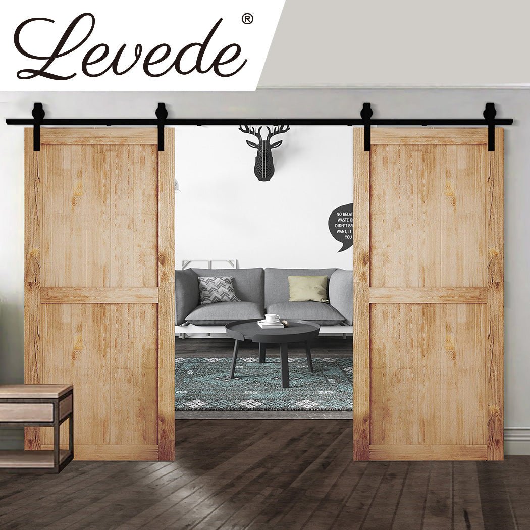 3M Antique Classic Double Sliding Barn Door Kit - Black - Rivercity House & Home Co. (ABN 18 642 972 209) - Affordable Modern Furniture Australia