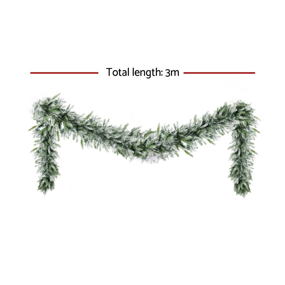 3M Christmas Garland Pre - lit LED Lights Snow Frosted Tips Decor - Occasions > Christmas > Christmas Wreaths & Garlands - Rivercity House & Home Co. (ABN 18 642 972 209) - Affordable Modern Furniture Australia