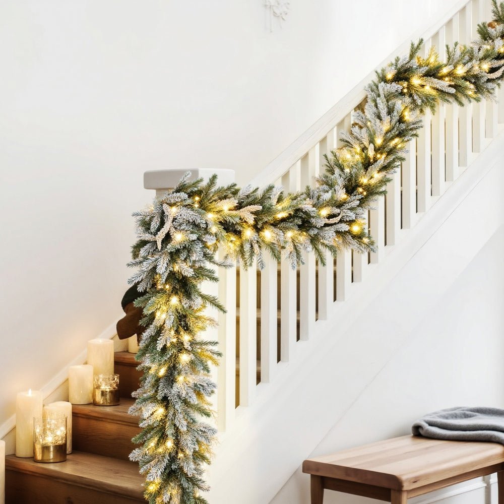 3M Christmas Garland Pre - lit LED Lights Snow Frosted Tips Decor - Occasions > Christmas > Christmas Wreaths & Garlands - Rivercity House & Home Co. (ABN 18 642 972 209) - Affordable Modern Furniture Australia